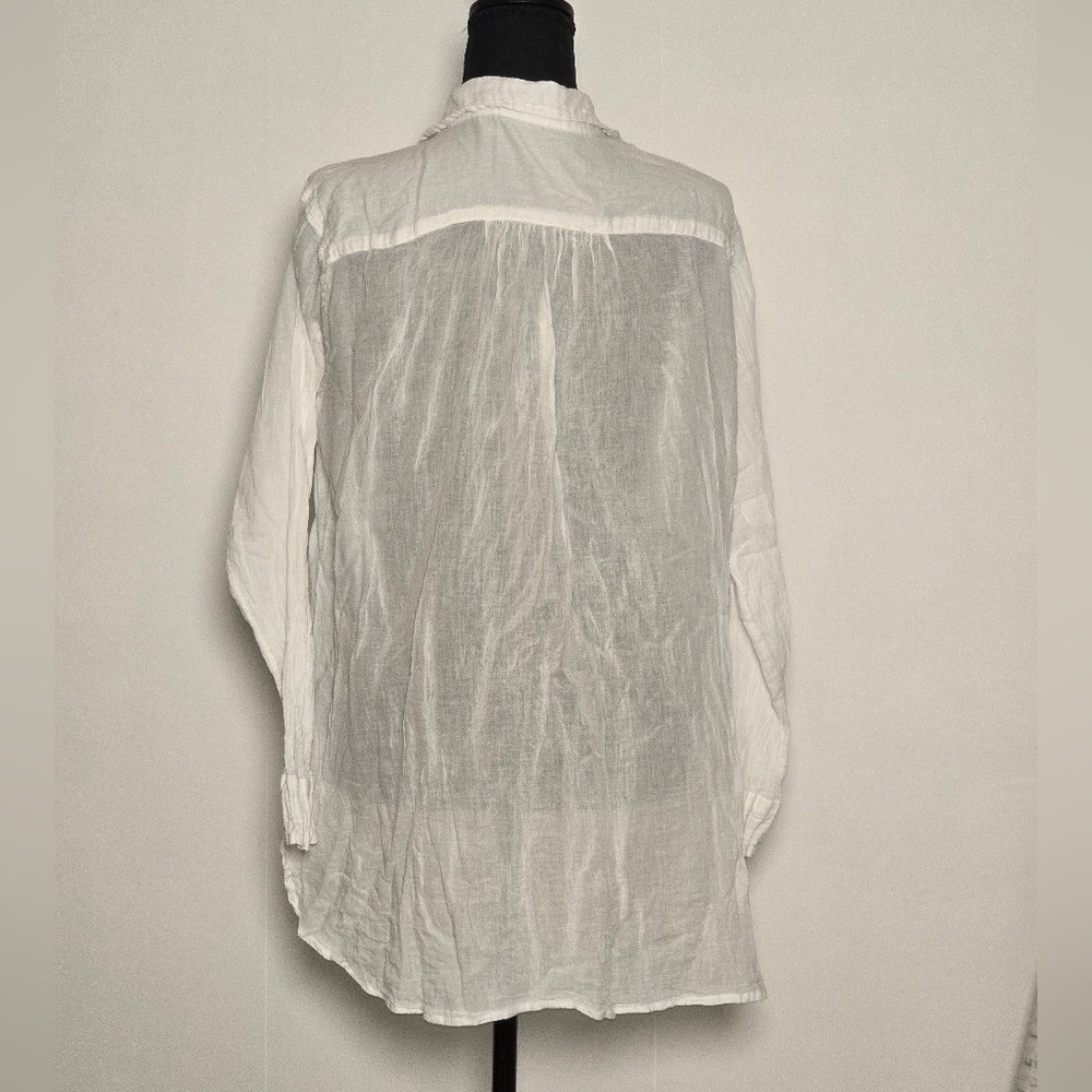 Free People Women's Waverley Tunic Blouse Size XS White Gauze Button Front Boho - Picture 4 of 11